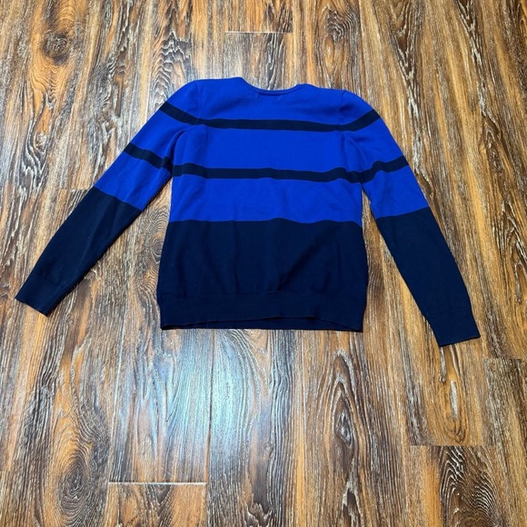 Ralph Lauren Women's Size M Blue Sweater Shirt Top Striped Y2K Vintage Zip - Picture 2 of 7